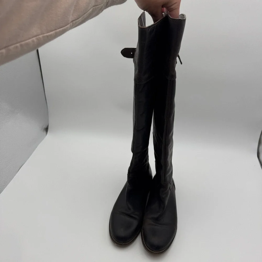 Hinge Womens Dark Brown Leather Over the Knee Equestrian Riding Boots Size 8.5